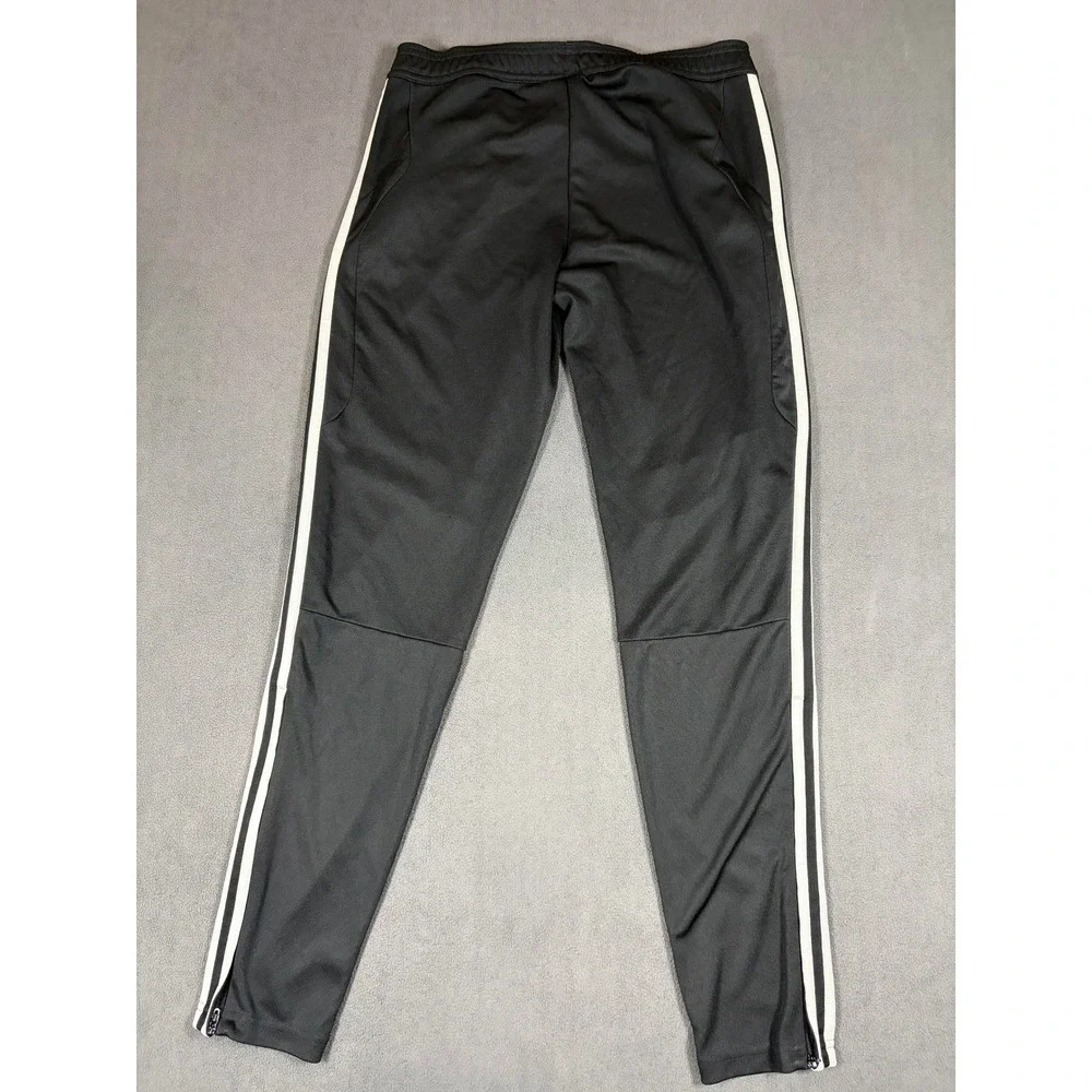 Adidas Track Pants Mens Medium Black White 3-Stripe Athletic Tapered Joggers